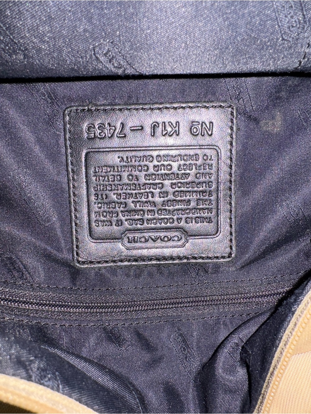 Vintage Coach 7435 Khaki Nylon Messenger Crossbody Bag Black Leather Trim Y2K - Picture 5 of 5